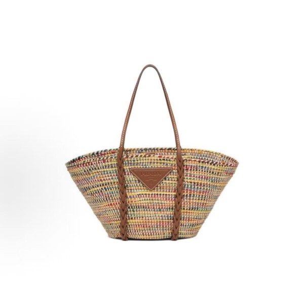 PRADA triangular embossed logo Tote bag, shopping bag, single-shoulder handbag, women\'s multi-color